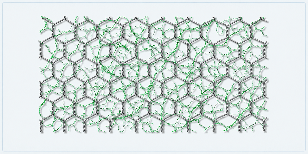 Reinforced Terramesh structure detail image showing key components and connections